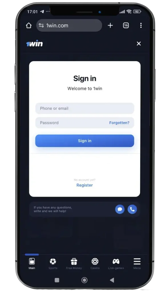 Login to your 1Win account