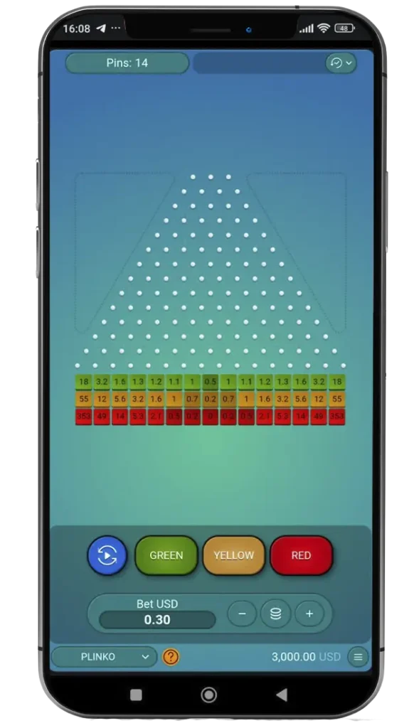 Play and bet at 1Win Plinko