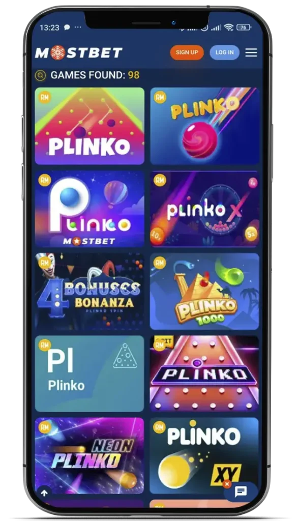Placing your first bet on Mostbet Plinko game