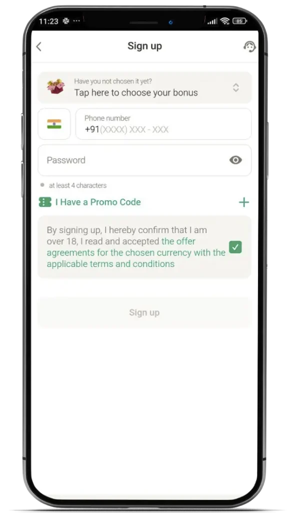 Register a Parimatch account